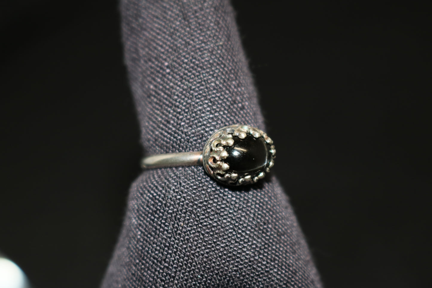Black star diopside ring, size 8
